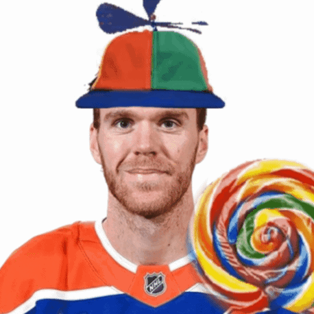 Man With Propeller Hat Holding Lollipop GIF