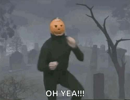 Man With Pumpkin Head Dancing Says Oh Yea