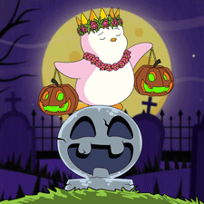 Man With Pumpkin on Head in Black Suit Cemetery