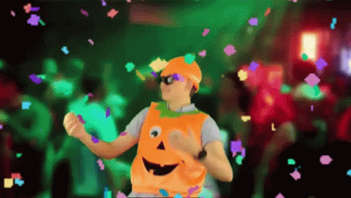 Man With Pumpkin Shirt Dance GIF
