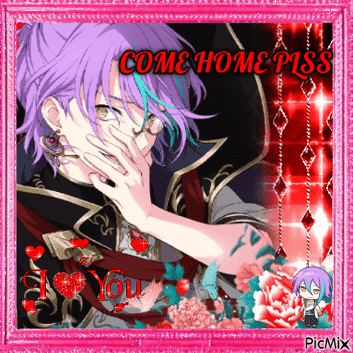 Man With Purple Hair Saying Come Home Piss On It GIF