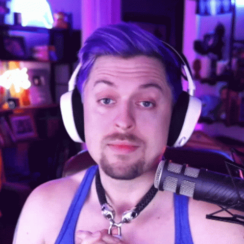 Man With Purple Hair Wearing Headphones GIF