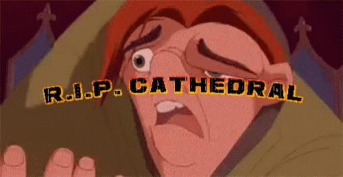 Man With R.I.P. Cathedral Above Him