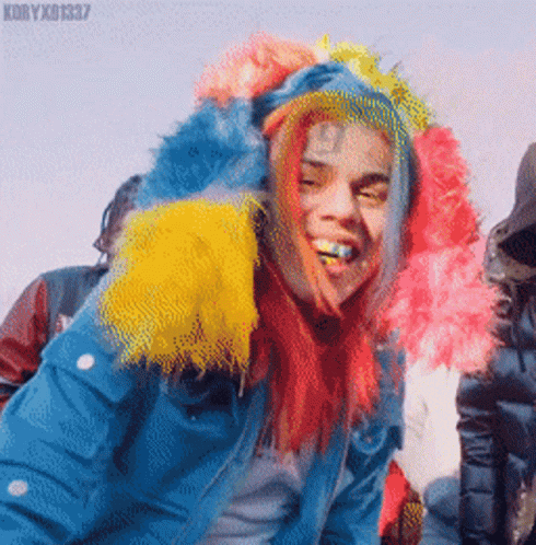 Man with Rainbow Hair Smiling