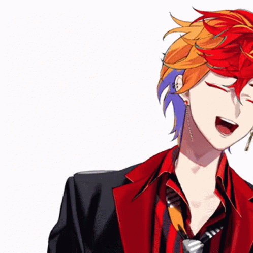 Man with Red and Blue Hair in Suit