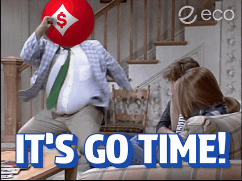 Man with Red Ball on Head Says Its Go Time