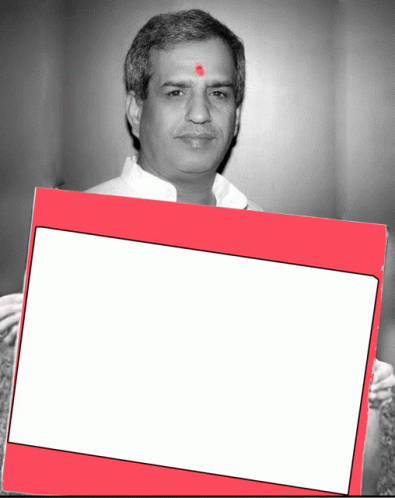 Man with Red Dot Holding Red and White Frame