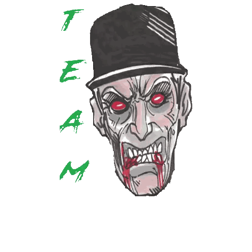 Man with Red Eyes and Team Hat