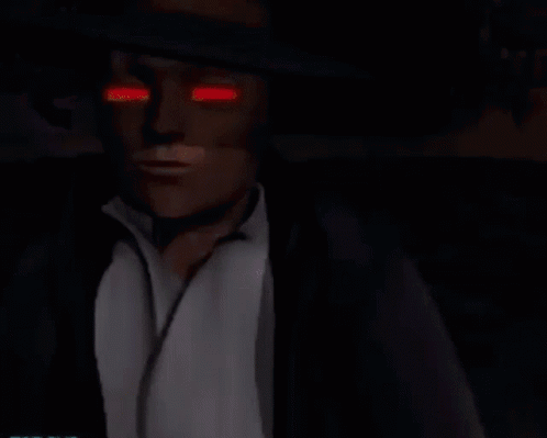 Man With Red Eyes Holding Lighter GIF