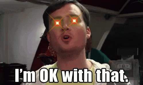 Man With Red Eyes Saying I'm Ok With That