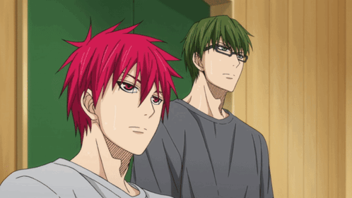 Man with Red Hair and Man with Green Hair