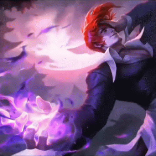 Man with Red Hair Holding Purple Fireball