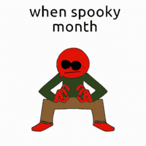 Man With Red Hands Saying When Spooky Month GIF