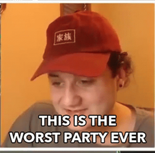 Man With Red Hat Says Worst Party Ever