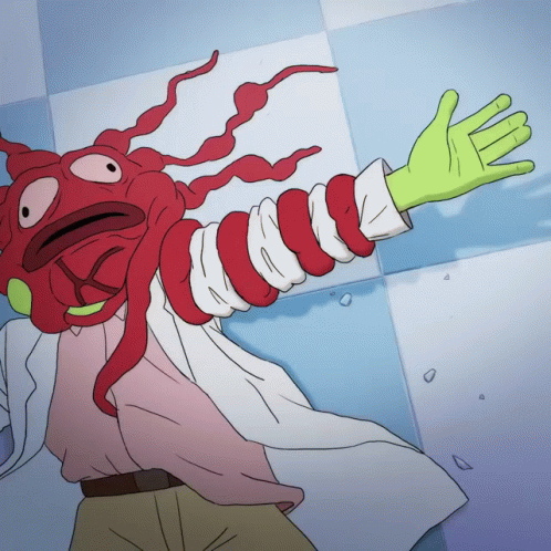 Man With Red Head And Green Gloves GIF