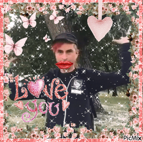 Man With Red Lips Saying Love You GIF