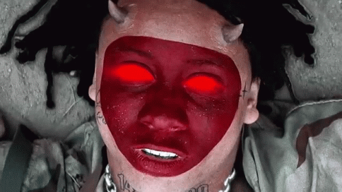 Man with Red Mask and Red Eyes