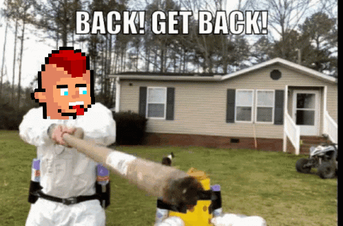 Man with Red Mohawk Holding Stick