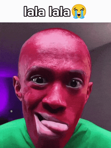 Man With Red Paint Making Funny Face Lala Lala GIF