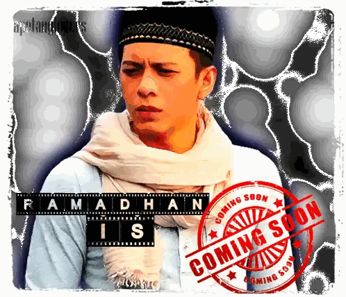 Man With Scarf and Coming Soon Stamp