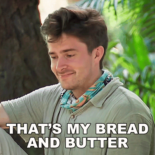 Man with Scarf Saying Bread and Butter
