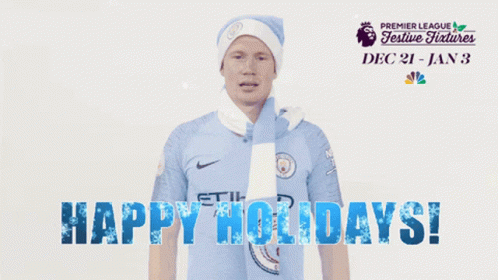 Man With Scarf Saying Happy Holidays
