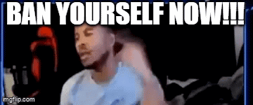 Man With Sign Ban Yourself Now !!! GIF