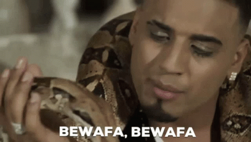 Man With Snake Around Neck Saying Bewafa Bewafa GIF