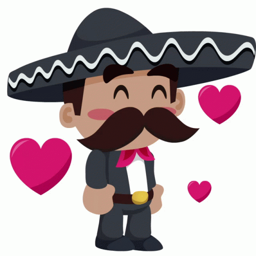 Man with Sombrero and Hearts