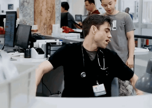 Man with Stethoscope and Chris Name Tag