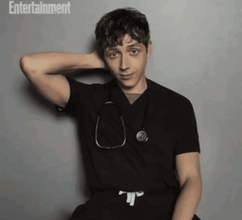 Man With Stethoscope In Black Shirt Saying Entertainment GIF