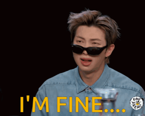 Man With Sunglasses Blue Shirt Saying I'm Fine GIF