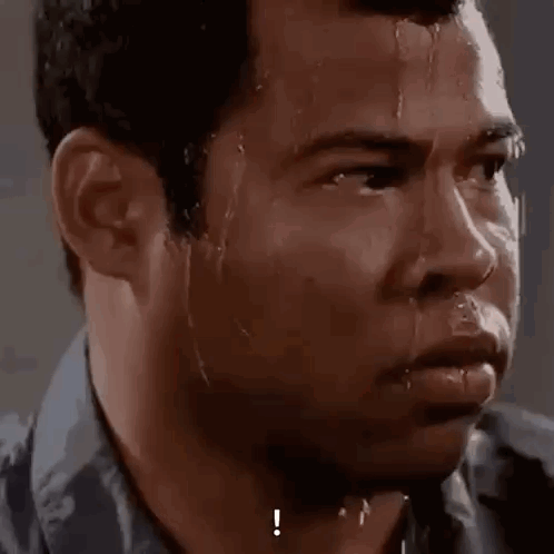 Man With Sweat Running Down Face