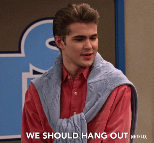 Man With Sweater Says We Should Hang Out GIF