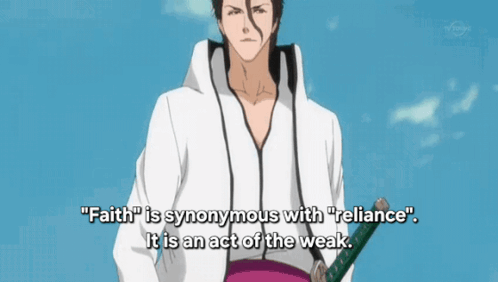 Man with Sword Faith Is Synonymous with Reliance