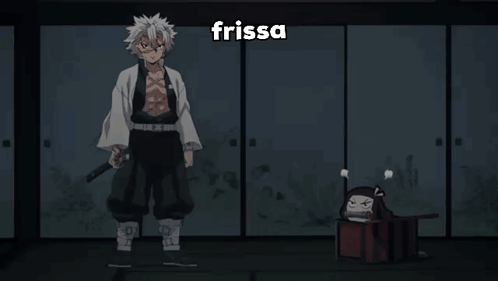 Man With Sword Next To Girl Saying Frissa GIF