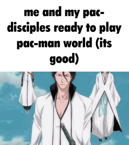 Man With Sword Saying Me And My Pac Disciples Ready To Play Pac-Man World
