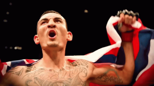 Man with Tattoo Holding Flag