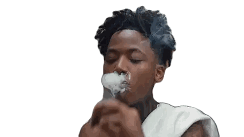 Man with Tattoo on Neck Smoking