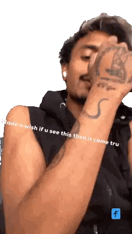 Man with Tattoo Saying Made a Wish