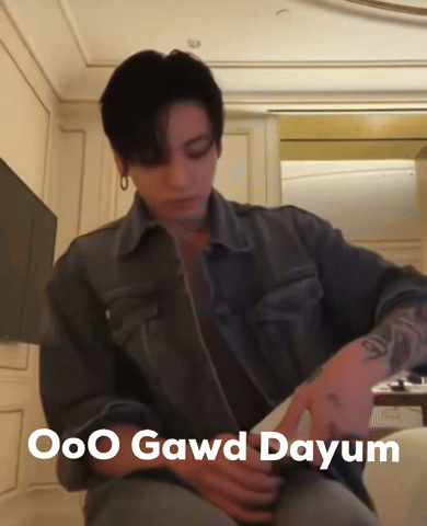 Man With Tattoo Wearing O O Gawd Dayum Shirt GIF