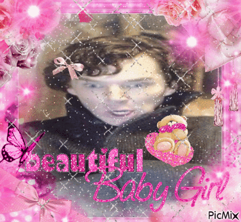 Man With Teddy Bear Saying Beautiful Baby Girl