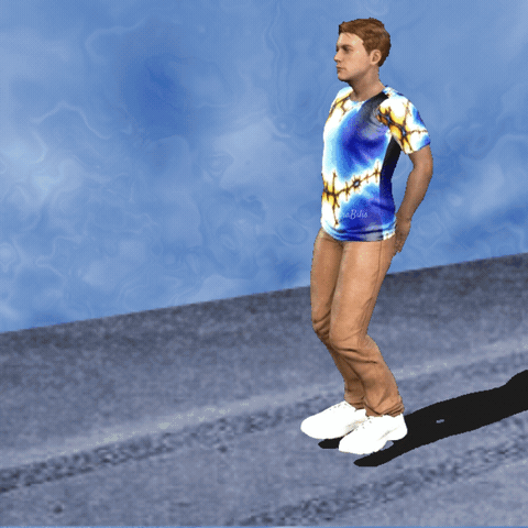 Man with Tie Dye Shirt and Fuck You Sign