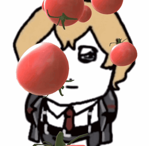 Man with Tomatoes Falling on Face