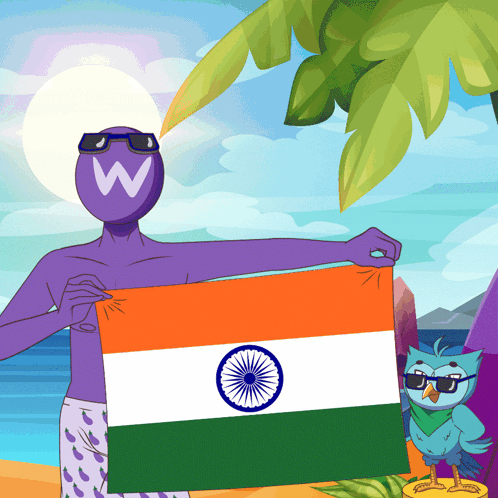Man With W On Head Holding Flag GIF