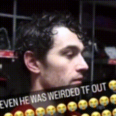 Man With Weirded Out Words GIF