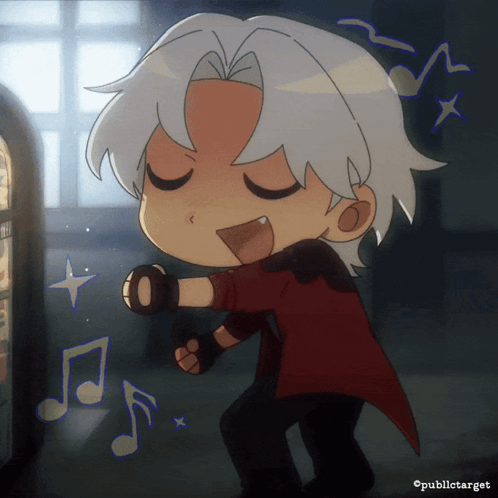 Man with White Hair Dancing in Front of Vending Machine