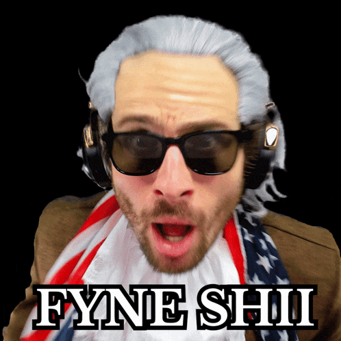 Man With Wig and Sunglasses Fyne Shii on Face