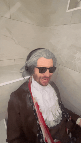 Man With Wig and Sunglasses