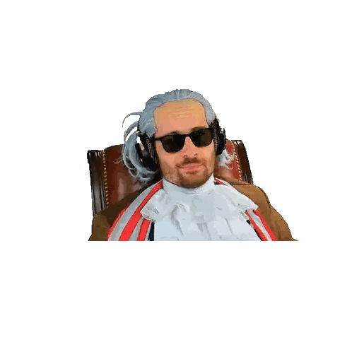 Man With Wig and Sunglasses Pointing at Head